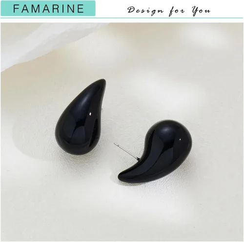 Miniatura 5 de FAMARINE Aretes de oro con forma de gota de agua para mujer, aretes grandes de oro con forma de lágrima