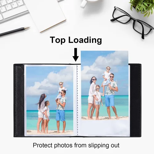 Miniatura 3 de Vienrose Álbum de fotos pequeño de 4 x 6 pulgadas, paquete de 2 mini libros de fotos con cubierta de cuero, 26 páginas con capacidad para 52