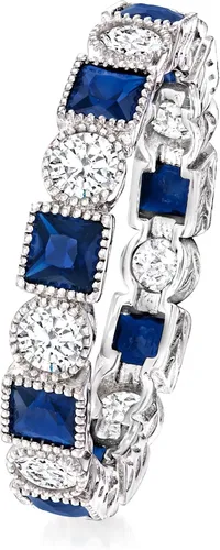 Miniatura 3 de Ross-Simons 1.20 ct. t.w. Square Simulated Sapphire and .80 ct. t.w. CZ Eternity Band in Sterling Silver