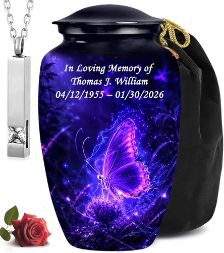 Miniatura 21 de Personalized Custom American Eagle Urn Set of 6 - Hand-Engraved Black Eagle Urns for Human Ashes Adult Female & Male, Includes 1 Large Adult Urn