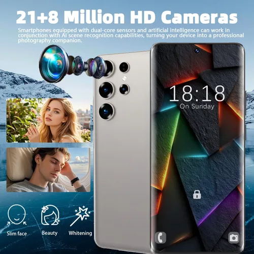 Miniatura 3 de Smartphone Android 12+512GB Pantalla HD de 6.9 pulgadas, 4500 mAh y cámara de 21+8 MP Desbloqueado con Dual-SIM, Face ID y OTG - Asequible sin