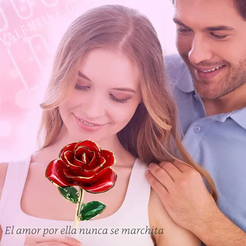 Miniatura 4 de Sinvitron Rosa Infinita Bañada en Oro - Rosa Eternamente Preservada en Resina Flor Eterna para Decoración de Cumpleaños, Día de la Madre, Rojo