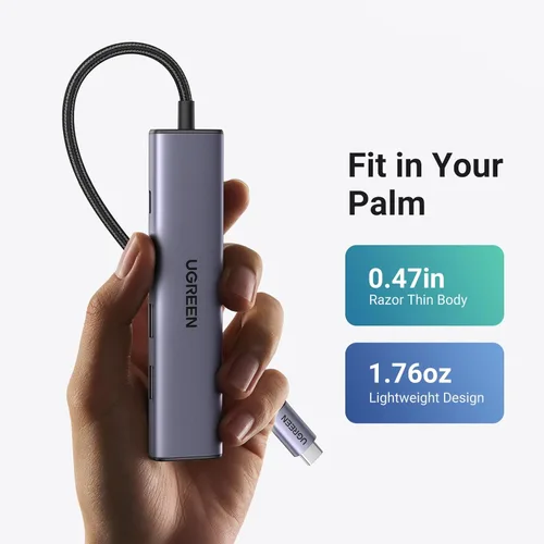 Miniatura 6 de UGREEN Adaptador multipuerto USB C 5 en 1 Revodok 105 4K HDMI, entrega de energía de 100 W, 3 puertos de datos USB-A, dongle USB C para MacBook