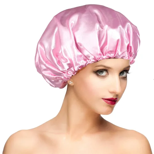 Miniatura 9 de Gorros de ducha para mujer, extra grande, ajustable, impermeable, reutilizable, gorro de ducha para mujeres y niñas, cabello largo y grueso, gorros