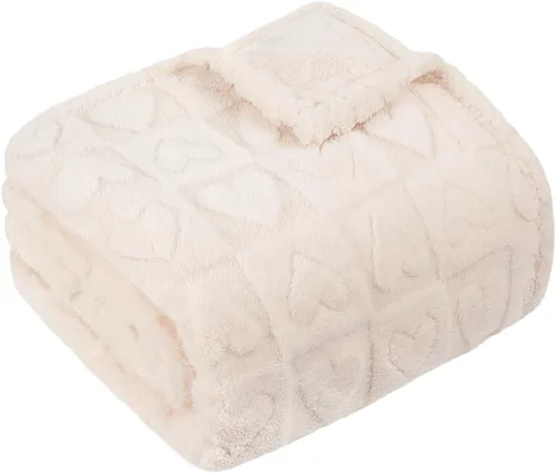 MACEVIA Mantas Decorativas de Corazón para Mujeres, Manta de Amor con Corazones para Ella, Esposa, Novia, Mamá, Manta de Vellón Súper Suave y Cálida