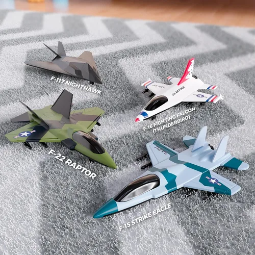 Miniatura 2 de Escuadrón de aviones de juguete de la Fuerza Aérea de los Estados Unidos de 4 paquetes, aviones de combate militares con retroceso, modelos