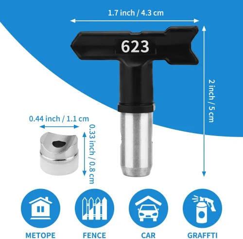 Miniatura 3 de 6 puntas de rociador sin aire, puntas de rociador de pintura, protector de puntas y estuche de almacenamiento negro, adecuado para pistola rociadora