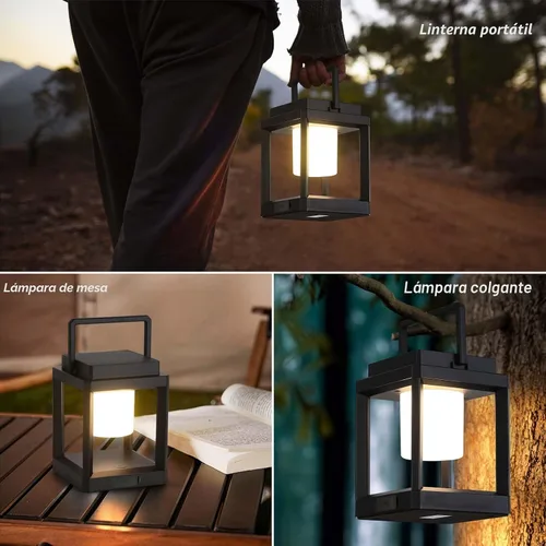 Miniatura 6 de Linterna Solar de Mesa para Exteriores: Luces LED Colgantes Portátiles - Luces Decorativas Impermeables para Patio y Camping