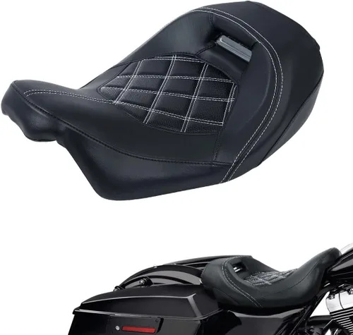 Miniatura 30 de TCT-MOTORPARTS Driver Rider - Almohadilla de respaldo para Harley Touring 2009-2023 Road King Street Road Electra Glide Ultra Black Stitching