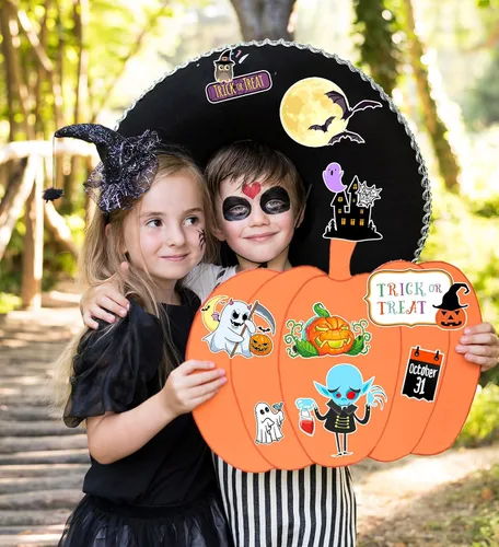 Miniatura 8 de Calcomanías de Halloween, recuerdos de fiesta de Halloween, 36 hojas de calcomanías navideñas, decoración de fiesta de Halloween, manualidades