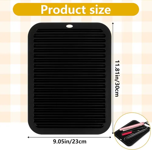 Miniatura 2 de Tapete grande resistente al calor para herramientas de peinado: tapete de hierro plano profesional de 12 x 9 pulgadas, alfombrilla de silicona