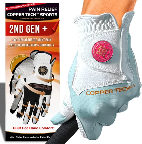 Miniatura 21 de Copper Tech Plus Ladies Golf Gloves Women (2nd Gen) Copper Compression Joint Support with Flexible & Comfortable Fit Tacky Silicone Pad