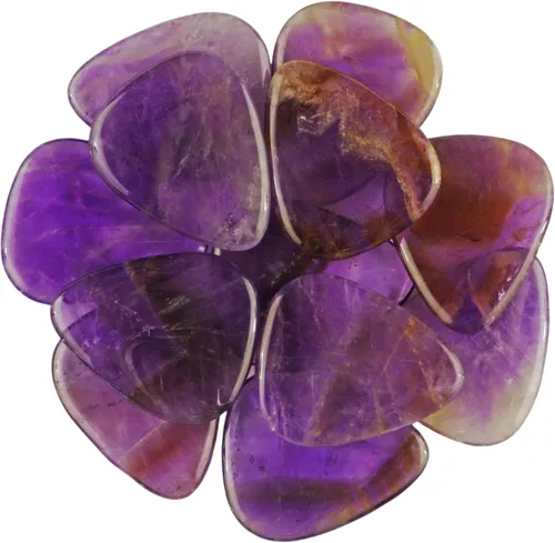 Miniatura 60 de Púa de guitarra o bajo de Obsidiana de Caoba en vidrio volcánico - 3.0 mm de calibre ultra pesado - Forma 351 - Púa exótica artesanal de gema
