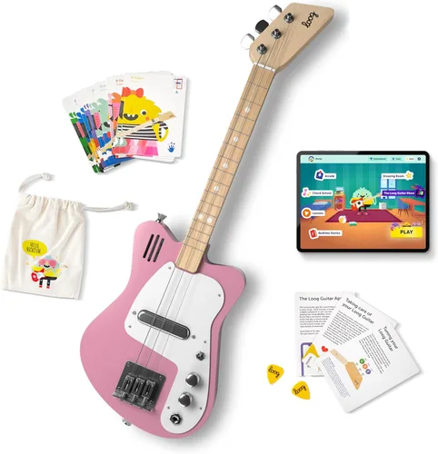 Miniatura 13 de Loog - Guitarra eléctrica mini para niños principiantes con amplificador incorporado, a partir de 3 años, aplicación de aprendizaje y lecciones Verde