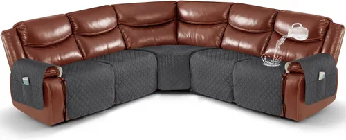 Miniatura 11 de Ruaozz Fundas de Sofá Seccional Reclinable Extra Grandes Impermeables Funda de Sofá para Sofá Reclinable en Forma de L de 5 Asientos Fundas de Sofá