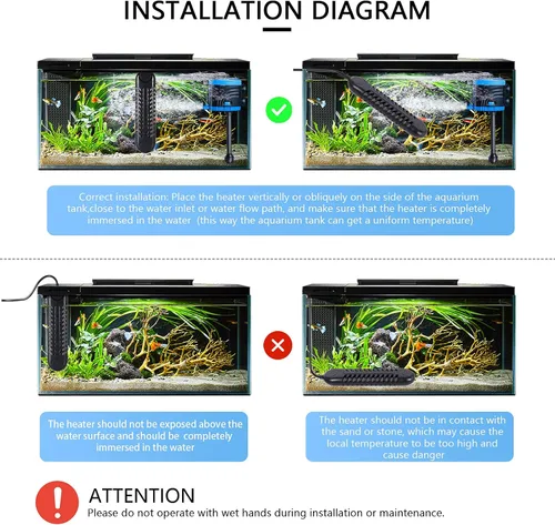 Miniatura 3 de Calentador sumergible para acuario, calentador de tanque de peces de 800 W/1200 W, calefacción de doble tubo, calentamiento rápido y ahorro