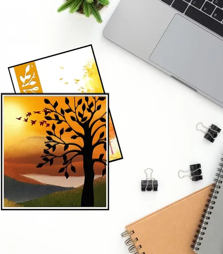 Miniatura 3 de Estivaux 2 piezas de marcos de hojas de árbol troquelados para hacer tarjetas, troqueles de corte de hojas huecas, hojas rectangulares, borde