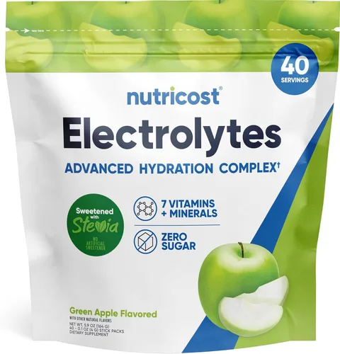 Miniatura 4 de Nutricost Complejo de Electrolitos, sabor a manzana verde, 40 sobres - Complejo de hidratación avanzada