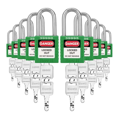 Miniatura 11 de Lockout Tagout Cerraduras conjuntos, 6 candado de seguridad rojo con llave diferente, 2 llaves por cerradura