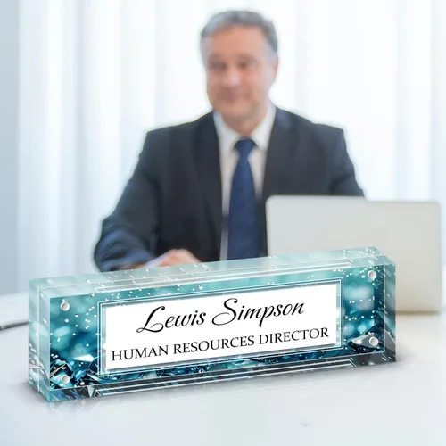 Placa con nombre para escritorio, placa con nombre personalizada de doble cara para decoración de escritorio de oficina para mujeres y hombres,