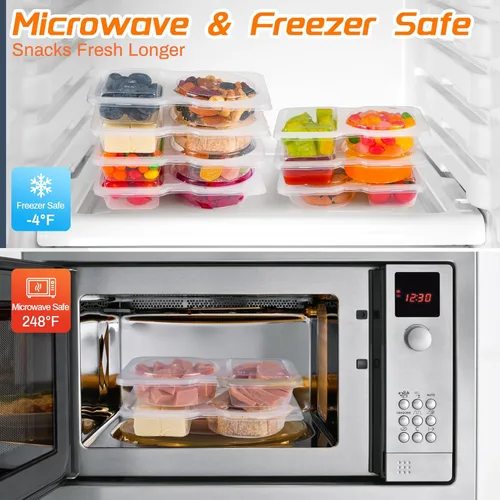 Miniatura 6 de ALFEVA 24 recipientes reutilizables para aperitivos con tapas control de porciones, artículos esenciales para campamento, recipientes de preparación