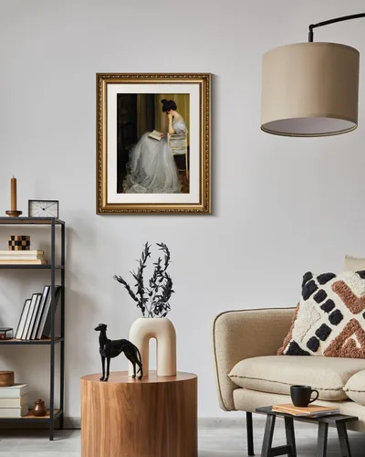Miniatura 2 de VIYYIEA Arte de Pared con Marco Dorado Impresión en Lienzo Decoración del Hogar para Sala de Estar Mujeres Leyendo Cuadros para Dormitorio Baño