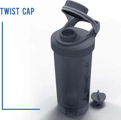 Miniatura 5 de BluePeak Botella mezcladora de proteínas de 28 onzas, paquete de 3 con tapa giratoria. Sin BPA, bolas agitadoras incluidas (morado, rojo y gris)