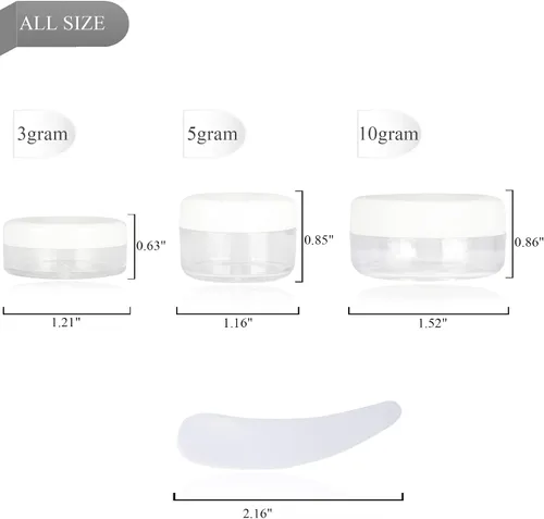 Miniatura 2 de 50 piezas de 5 gramos de envases de muestra, tarros vacíos de 5 ml con tapas, pequeños envases cosméticos, tarros de muestra mini con 4 piezas