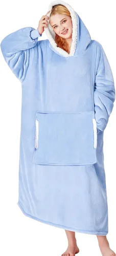 Miniatura 30 de yescool - Cobija con capucha, sudadera de franela de forro polar sherpa para adultos, mujeres y hombres, talla única