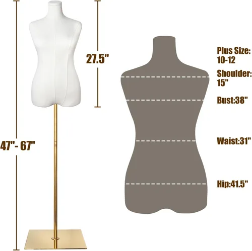Miniatura 2 de maniquí femenino con forma de torso de talla grande para mujer, formas de vestido para costura, maniquí de cuerpo con alta estabilidad, soporte