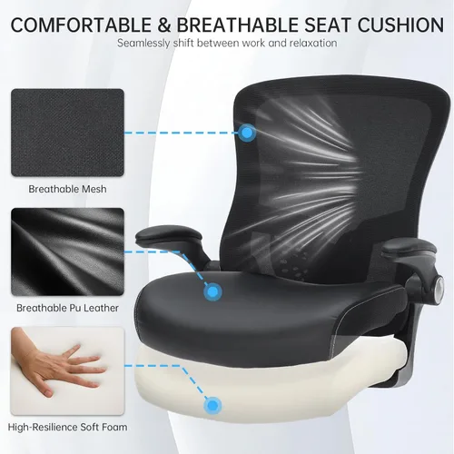 Miniatura 5 de Silla de oficina, silla de escritorio ergonómica con soporte lumbar ajustable, silla giratoria de malla transpirable para computadora