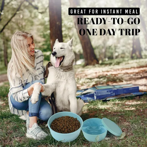 Miniatura 8 de AVERYDAY Cuencos de viaje para perros de 30 onzas con tapas, cuencos portátiles 2 en 1 para alimentos y agua, cuenco de agua y comida para perros