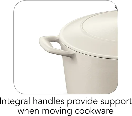 Miniatura 6 de Tramontina Bestow - Olla para horno holandés de hierro fundido esmaltado con tapa, redonda, 5.5 cuartos de galón, color blanco mate