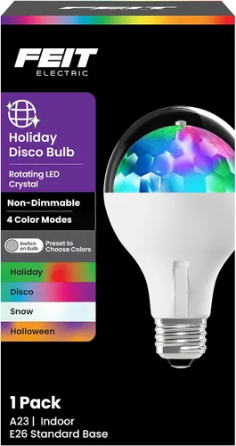 Miniatura 9 de Feit Electric Bombilla LED A23 giratoria multicolor para fiesta de discoteca, efecto de cambio de color de lente de diamante, base E26, bombilla