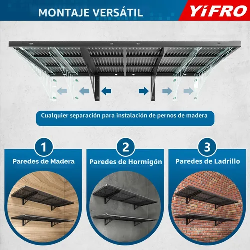 Miniatura 5 de Paquete de 2 estantes de pared de garaje resistentes de 1.5 x 4 pies, capacidad de carga de 500 libras, estantería de garaje montada en la pared