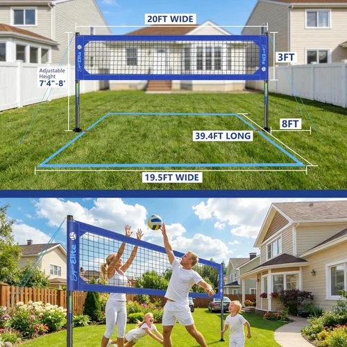 Miniatura 2 de Professional Volleyball Net Set Heavy Duty for Outdoor Backyard Portable with Aluminum Scoring Poles, Nets System, Adjustable Regulation Height