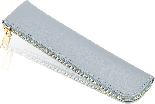 Miniatura 16 de Estuche de lápiz de cuero Sluxa, estuche delgado y suave para bolígrafos, estuche pequeño para lápices para adultos, estuche de lápiz de cuero