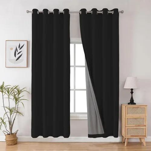 Miniatura 124 de Joydeco - Juego de 2 paneles de cortinas opacas de 63 pulgadas, 2 cortinas largas con aislamiento térmico burg, cortinas de oscurecimiento