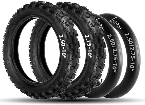 AR-PRO (2 juegos) Neumáticos y tubos interiores para motocross de 2.50-10 pulgadas y 2.75-10 pulgadas, neumáticos y tubos delanteros de 2.50-10