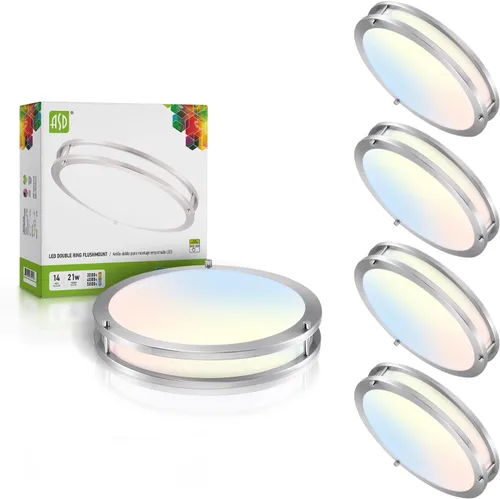 Miniatura 59 de ASD Lámpara LED de techo de montaje empotrado de 18 pulgadas, interruptor de 28 W, 100-277 V, 2750 lúmenes, 3000 K/4000 K/5000 K, regulable, Níquel