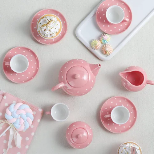 Miniatura 4 de fanquare Juego de té de porcelana para niñas y adultos, juego de té colorido de 12 piezas con caja de regalo para fiestas de té en casa y cumpleaños