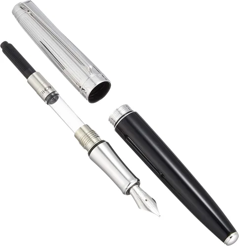 Miniatura 2 de Caran d'Ache Leman Pluma Estilográfica Mediana Bicolor Plateado - Negro