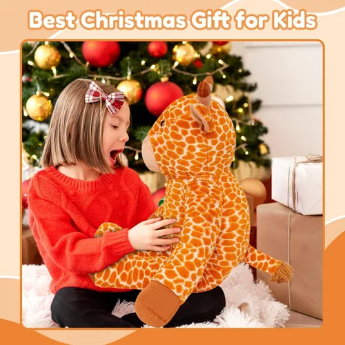 Miniatura 7 de SQEQE Peluche de jirafa grande de 39 pulgadas, jirafa de peluche gigante para niños y adultos, lindos peluches enormes para cumpleaños, Navidad