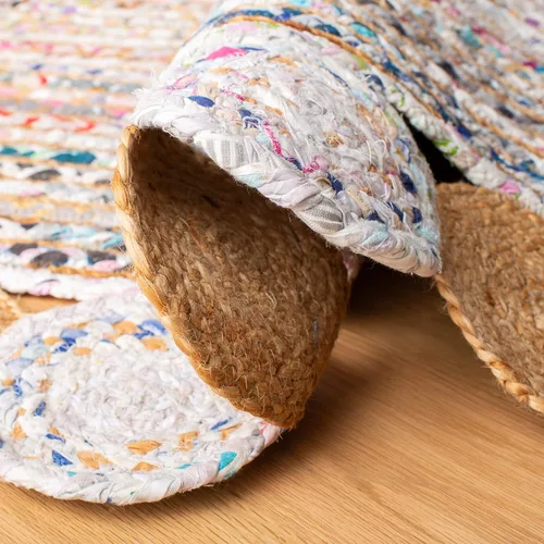 Miniatura 5 de SAFAVIEH Cape Cod Collection - Alfombra decorativa, 4 x 6 pies, beige y multicolor, hecha a mano de yute y algodón, trenzada estilo bohemio, ideal