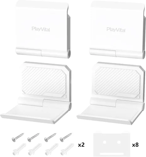 Miniatura 7 de PlayVital FOLD Soporte de Pared para Controlador para ps5 ps4 Xbox Switch 2 Pro Auriculares, Paquete de 2 Organizador de Almacenamiento Universal