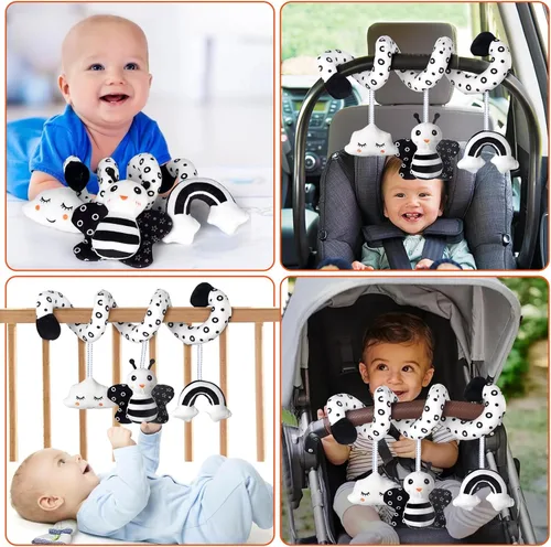 Miniatura 7 de SAMMAS Juguetes para asiento de coche, juguetes colgantes de actividad en espiral para bebé, juguetes para cochecito y cuna con sonajero