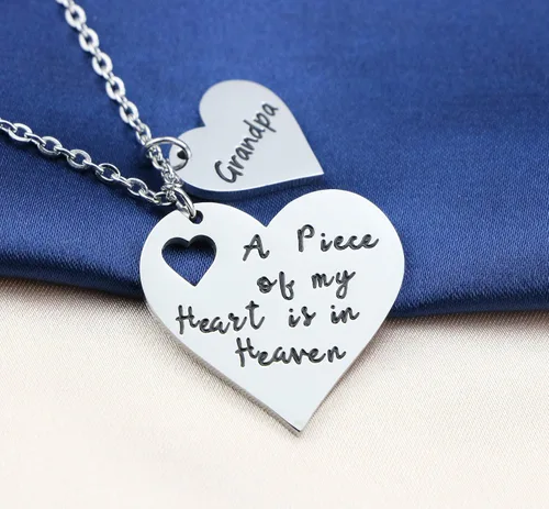 Miniatura 3 de JoycuFF A Piece of My Heart is in Heaven, regalos conmemorativos por la pérdida de ser querido, collar con colgante de plata de acero inoxidable