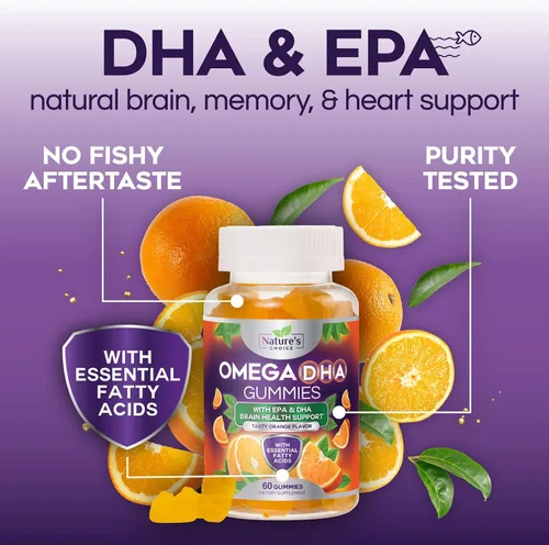 Miniatura 6 de Gomitas de aceite de pescado Omega 3 – Gomitas Omega3 de triple fuerza – Ácidos grasos DHA y EPA para la salud del corazón, apoyo articular