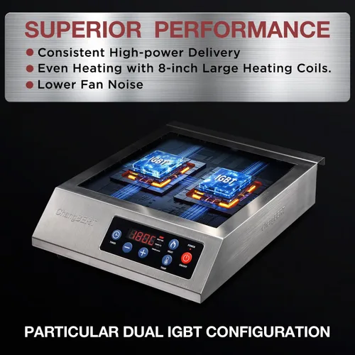 Miniatura 6 de ChangBERT Placa de cocción de inducción portátil de 1800 W, certificación NSF, rango comercial, potente quemador de encimera Pro Chef profesional