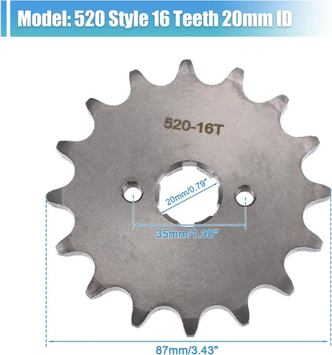Miniatura 3 de X AUTOHAUX 1 juego de 520 estilos 16 dientes 0.787 in ID motocicleta piñón delantero para motocicleta 50cc 70cc 110cc 125cc motocicleta Dirt Pit